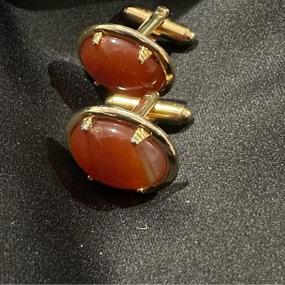 Vintage Pressed Natural Baltic Amber Cufflinks - Picture 1 of 4
